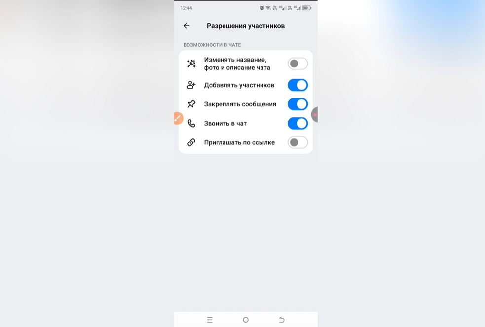 Как настроить что могут делать участники чата в MAX
