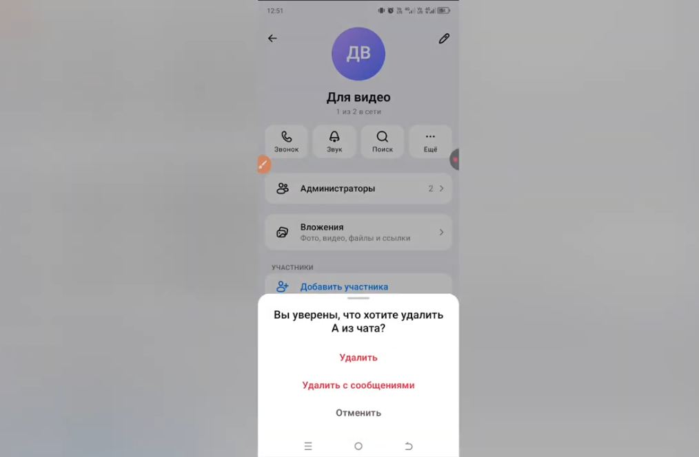 Как убрать человека из чата в MAX